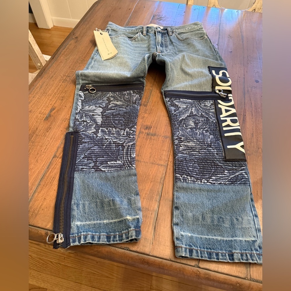 *NWT* Marc By Marc Jacobs Blue Patchwork Solidarity Ankle Jeans W/Accents Sz 27